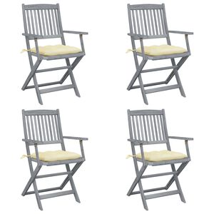 vidaXL Chaises pliables d'ext&eacute;rieur lot de 4 et coussins Bois d'acacia