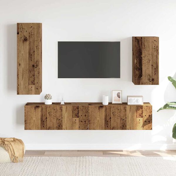 vidaXL Ensemble de meuble TV mural 4 pcs vieux bois bois d'ing&eacute;nierie