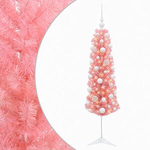 vidaXL Sapin de No&euml;l artificiel &eacute;troit avec boules 150 cm 150 LED