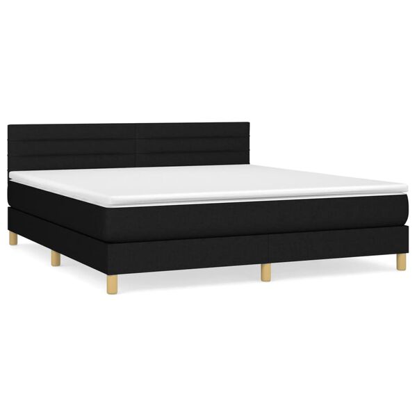 vidaXL Sommier &agrave; lattes de lit avec matelas Noir 160x200 cm Tissu