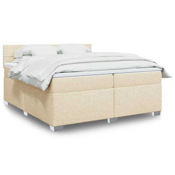 vidaXL Sommier &agrave; lattes de lit avec matelas Cr&egrave;me 200x200 cm Tissu