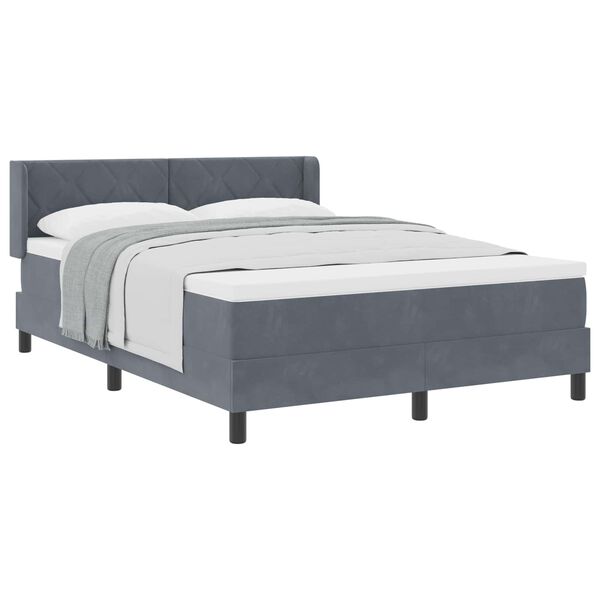vidaXL Lit &agrave; ressorts avec matelas Gris fonc&eacute; 200 x 140 cm Polyester