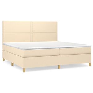 vidaXL Sommier &agrave; lattes de lit avec matelas Cr&egrave;me 200x200 cm Tissu