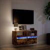 vidaXL Meuble TV mural avec lumi&egrave;res LED ch&ecirc;ne fum&eacute; 80x31x45 cm