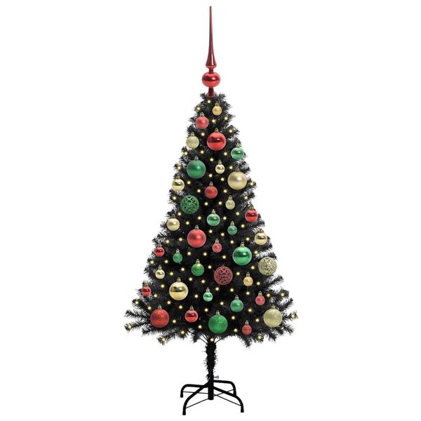 vidaXL Sapin de No&euml;l avec 150 LED avec support Noir 120 cm PVC