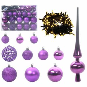 vidaXL Ensemble de Boules de Noël avec 150 LED 61 pcs Lilas Plastique