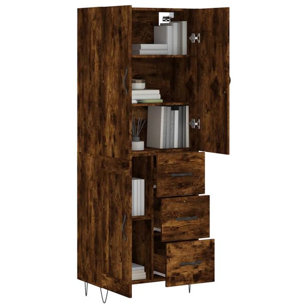 vidaXL Buffet haut Ch&ecirc;ne fum&eacute; 69,5x34x180 cm Bois d'ing&eacute;nierie