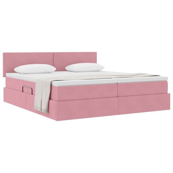 vidaXL Lit de Rangement avec matelas avec stockage Rose 100 x 200 cm