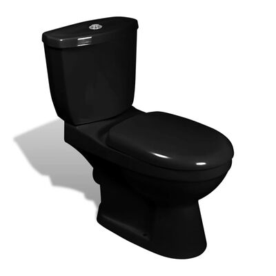 Toilette avec réservoir Noir vidaXL