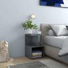 vidaXL Table de chevet Gris brillant 35x35x55 cm bois d'ing&eacute;nierie