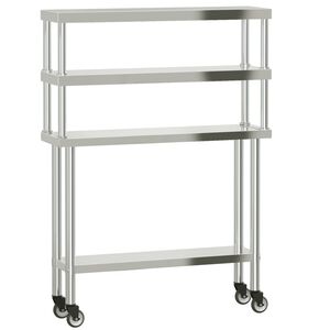vidaXL Table de travail de cuisine avec &eacute;tag&egrave;re 110x30x150 cm inox