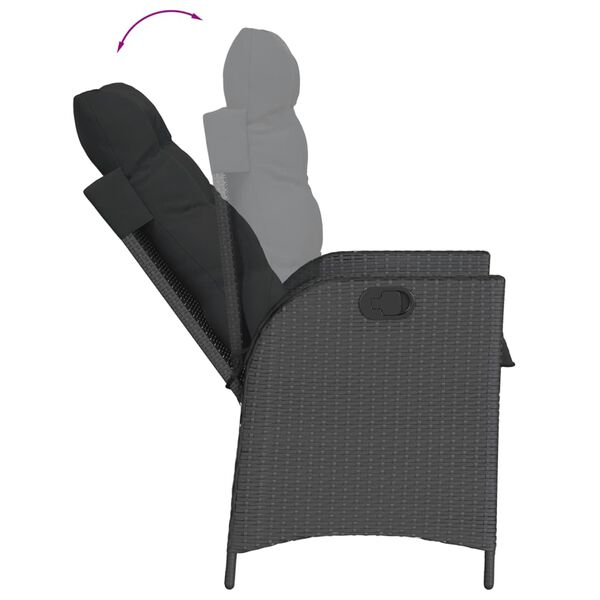 vidaXL Ensemble &agrave; manger de jardin coussins 7pcs Noir R&eacute;sine tress&eacute;e