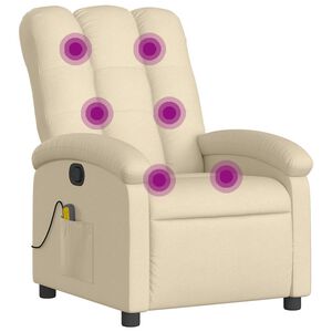 vidaXL Fauteuil de massage inclinable Cr&egrave;me Tissu