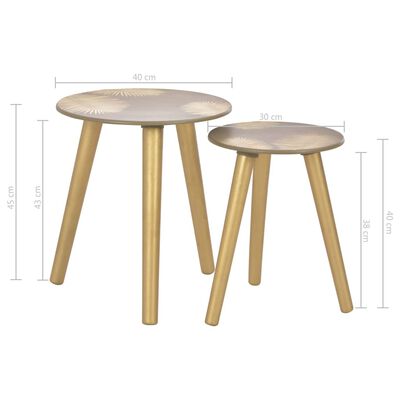 vidaXL Tables gigognes latérales 2 pcs Doré 40 x 45 cm/30 x 40 cm MDF