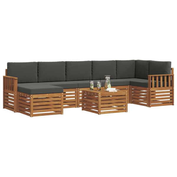 vidaXL Ensembles de canap&eacute;s avec coussin 8 pcs Naturel et Anthracite