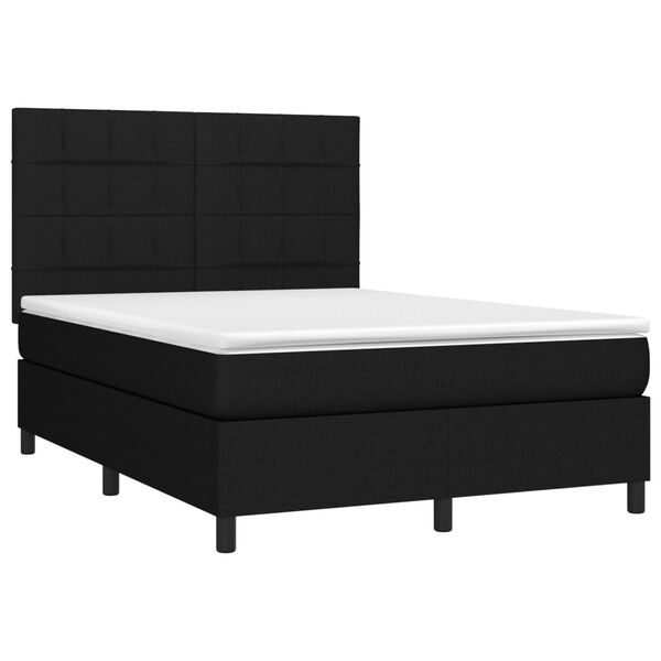 vidaXL Sommier &agrave; lattes de lit avec matelas Noir 140x200 cm Tissu