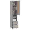 vidaXL Buffet haut Sonoma gris 34,5x34x180 cm Bois d'ing&eacute;nierie
