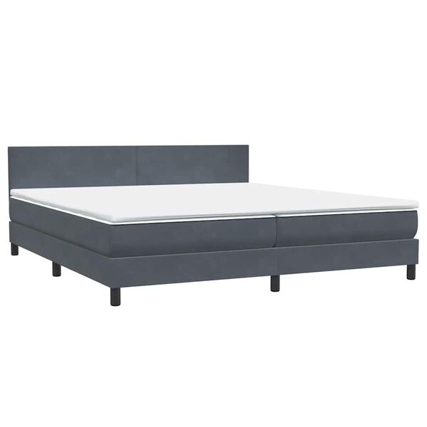 vidaXL Sommier &agrave; lattes de lit et matelas gris fonc&eacute; 180x220cm velours