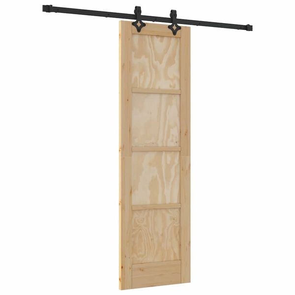 vidaXL Porte coulissante Naturel et Noir 61 x 198,5 cm Pin massif