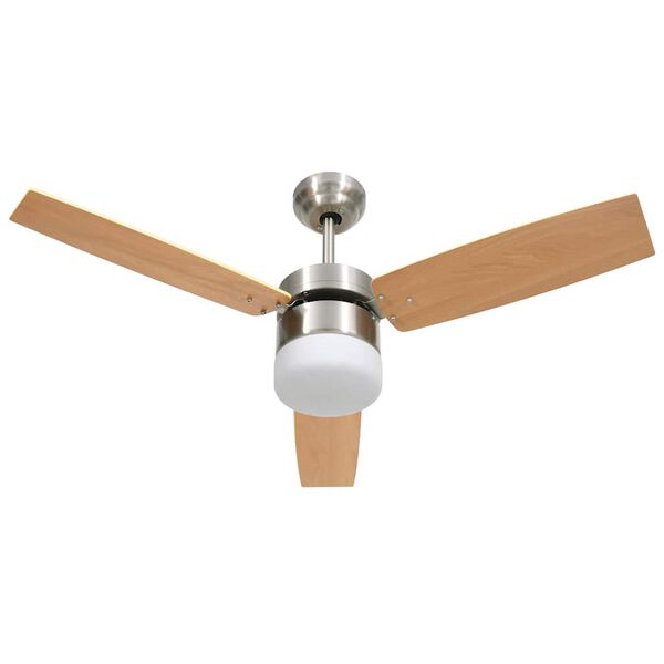 vidaXL Ventilateur de plafond lampe et t&eacute;l&eacute;commande 108cm Marron clair