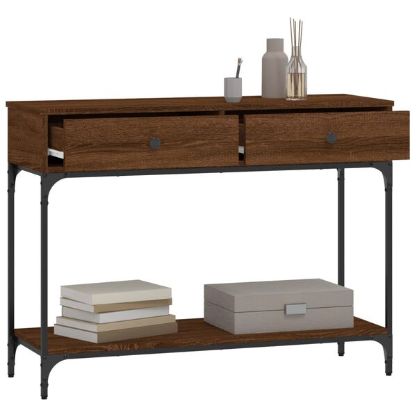 vidaXL Table console ch&ecirc;ne marron 100x34,5x75 cm bois d'ing&eacute;nierie