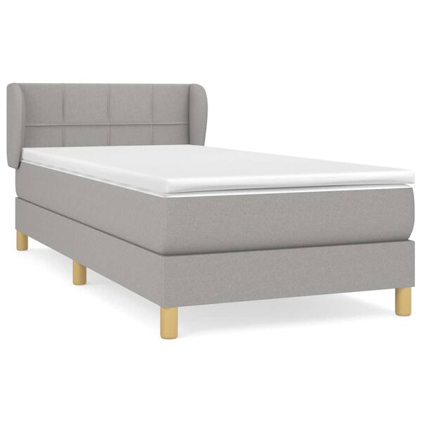 vidaXL Sommier &agrave; lattes de lit avec matelas Gris clair 100x200cm Tissu