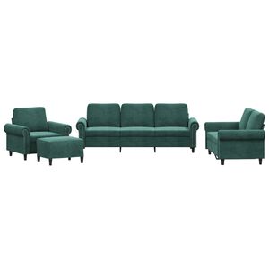 vidaXL Ensemble de canap&eacute;s 4 pcs avec coussins Vert fonc&eacute; Velours