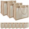 vidaXL Sacs en jute avec poche 10 Naturel et Blanc 26 x 22 x 14 cm
