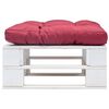 vidaXL Repose-pied palette de jardin avec coussin rouge Blanc Bois
