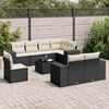 vidaXL Salon de jardin 9 pcs avec coussins noir r&eacute;sine tress&eacute;e