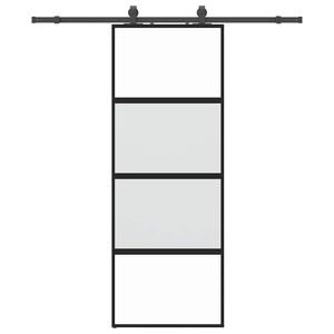 vidaXL Porte coulissante kit quincaillerie noir 76x205 cm verre tremp&eacute;