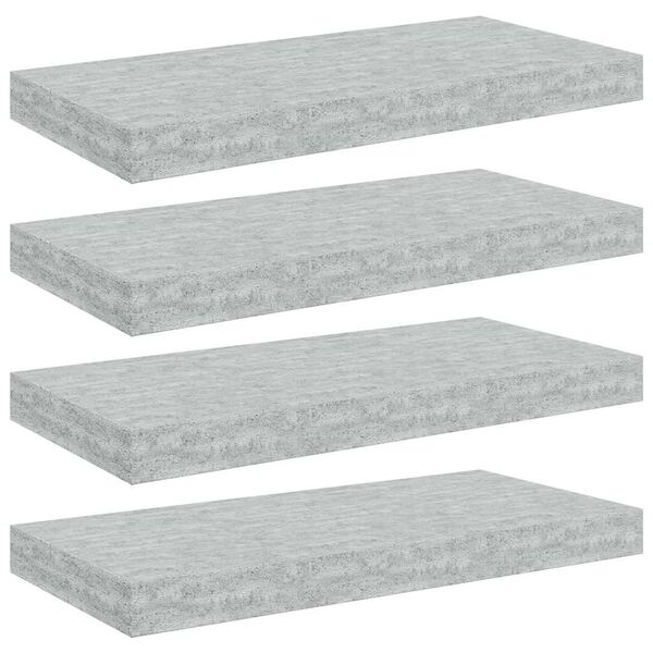 vidaXL &Eacute;tag&egrave;res murales flottantes 4 pcs gris b&eacute;ton 50x23x3,8 cm MDF