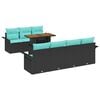 vidaXL Ensemble de canap&eacute; de jardin avec coussin 8 pcs Noir et bleu