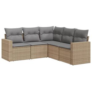 vidaXL Salon de jardin avec coussins 5 pcs beige r&eacute;sine tress&eacute;e