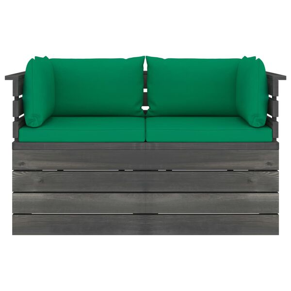 vidaXL Canap&eacute; palette de jardin 2 places avec coussins Bois de pin