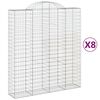 vidaXL Paniers &agrave; gabions arqu&eacute;s 8 pcs 200x50x220/240 cm Fer galvanis&eacute;