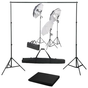 vidaXL Kit de studio photo avec ensemble d'&eacute;clairage et toile de fond