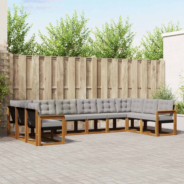 vidaXL Ensemble de canap&eacute;s d'ext&eacute;rieur 10 pcs Gris Naturel et Clair