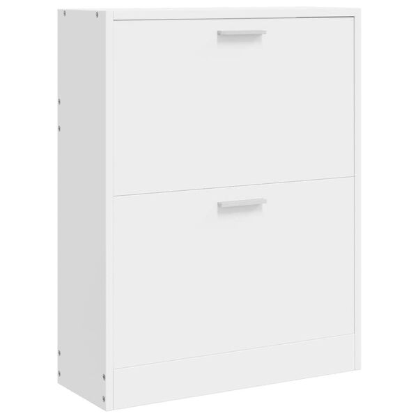vidaXL Meuble &agrave; chaussures en bois avec 2 compartiments Blanc