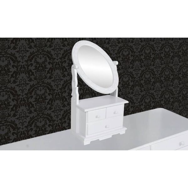 vidaXL Coiffeuse avec miroir pivotant ovale MDF