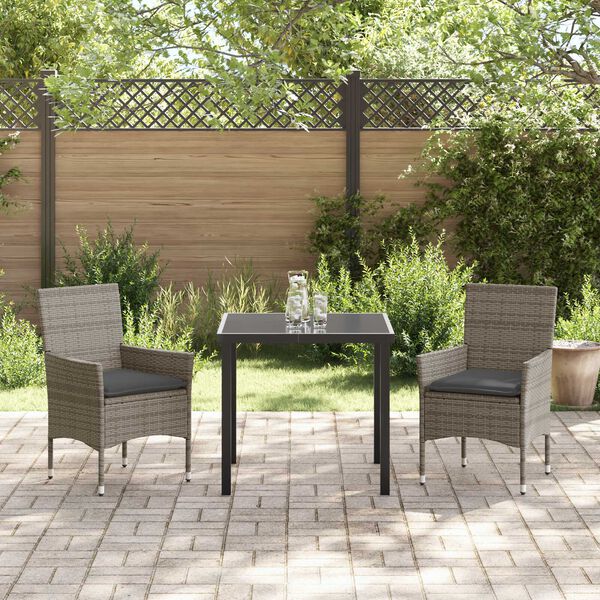 vidaXL Ensemble de salle &agrave; manger pour jardin 3 pcs Gris polyrotin