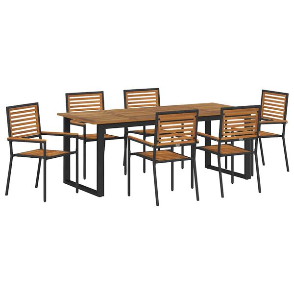 vidaXL Ensemble de salle &agrave; manger pour jardin 7 pcs Noir