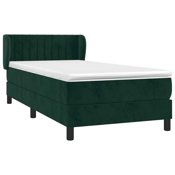 vidaXL Sommier &agrave; lattes de lit avec matelas Vert fonc&eacute; 90x190 cm