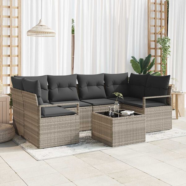 vidaXL Ensemble de canap&eacute; de jardin 7 pcs Gris clair et gris fonc&eacute;