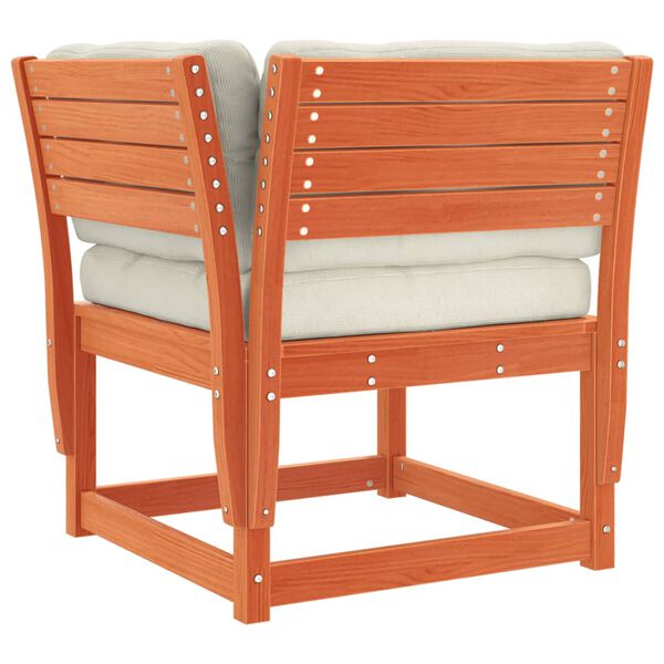 vidaXL Salon de jardin 7 pcs avec coussins cire marron bois pin massif