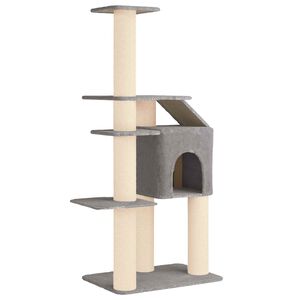 vidaXL Arbre &agrave; chat avec poteaux &agrave; griffer en sisal Gris clair 183 cm