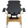 vidaXL Table de massage pliable 3 zones Bois Noir et beige