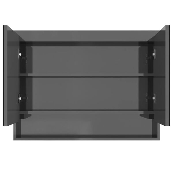 vidaXL Armoire à miroir de salle de bain 80x15x60 cm MDF Gris brillant