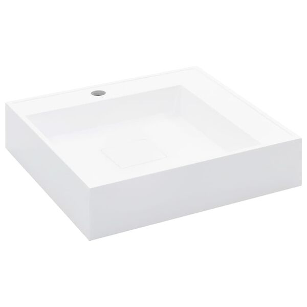 vidaXL Lavabo 50x50x12,3 cm Fonte minérale/marbre Blanc