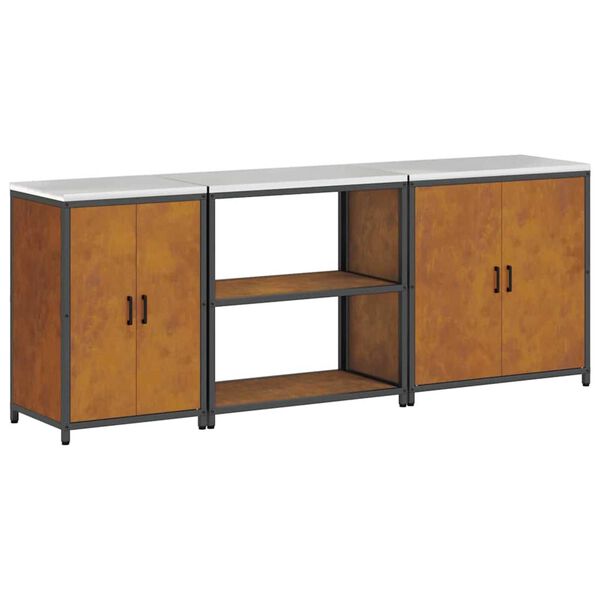 vidaXL Ensemble de rangement cuisine 3 pcs Rouill&eacute; Acier patin&eacute;